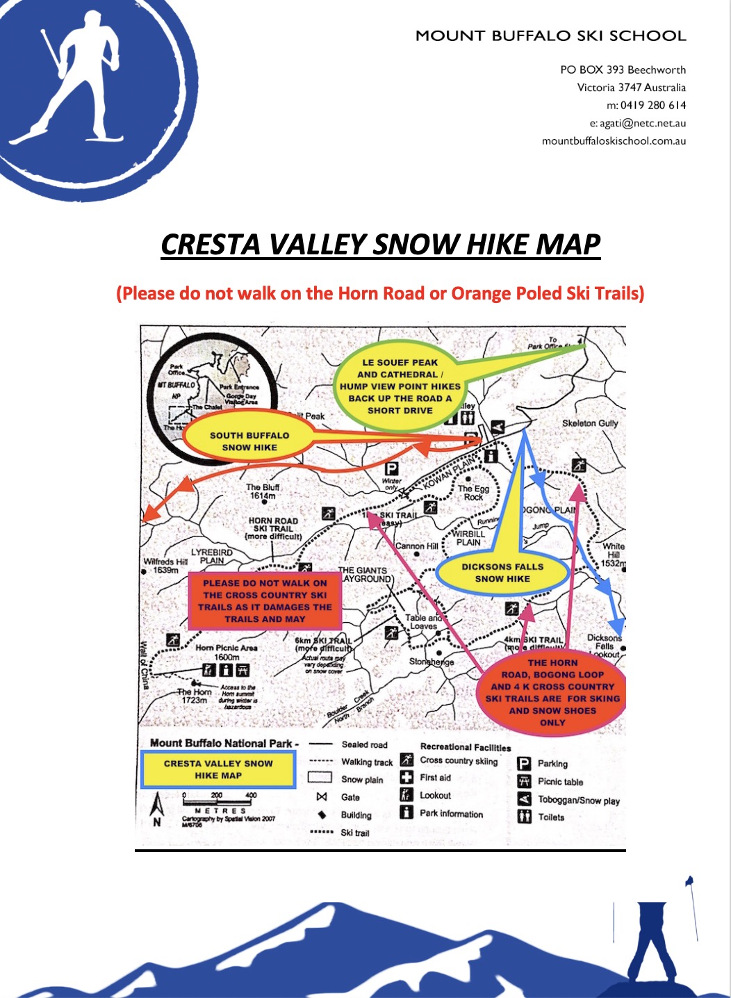 Cresta Valley snowhike map